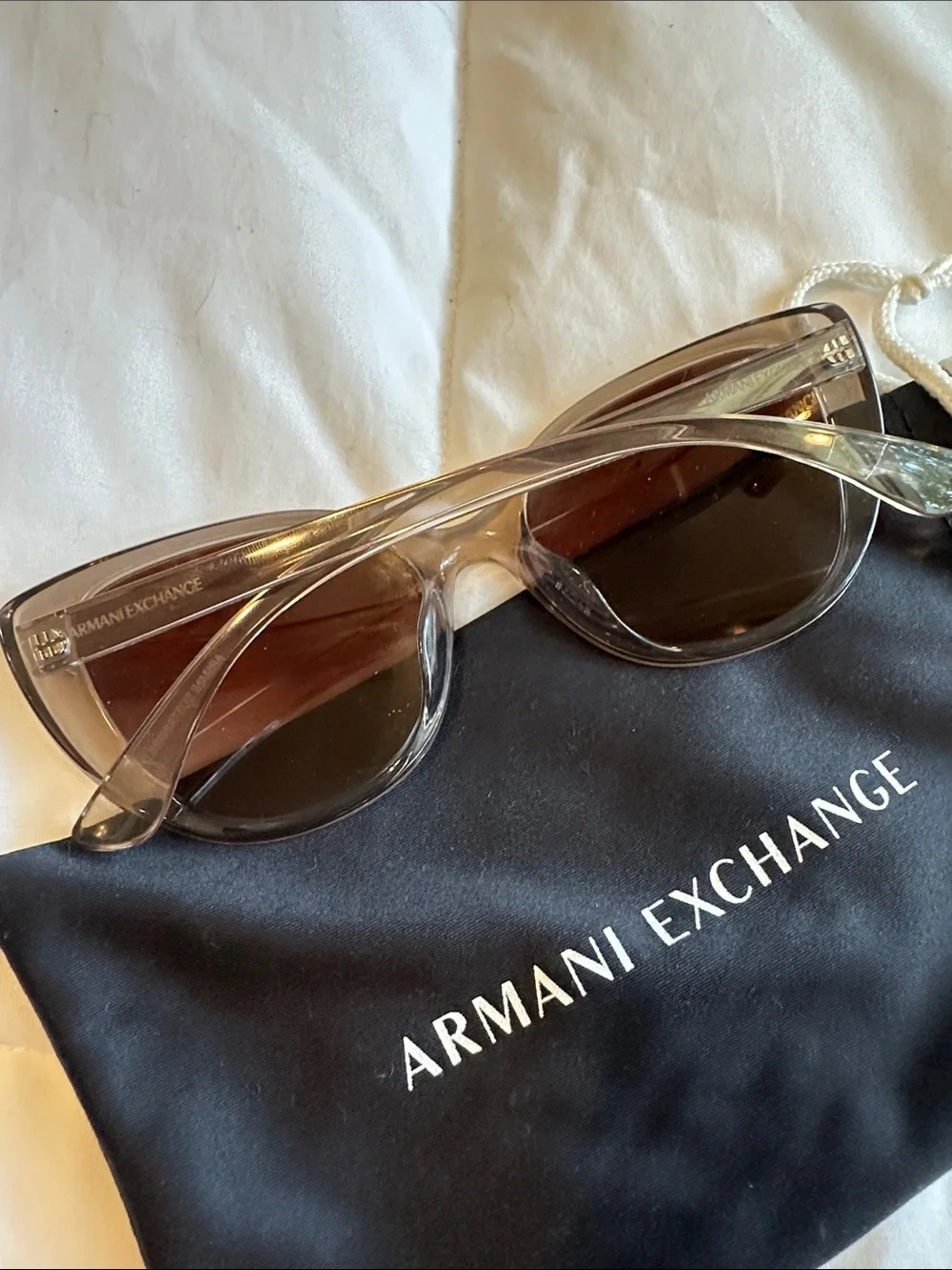 Armani Exchange Clear Taupe Frame with Brown Gradient Lenses Sunglasses